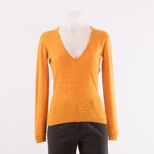 Gianni Versace Couture Orange Cashmere V-Neck Sweater US 6